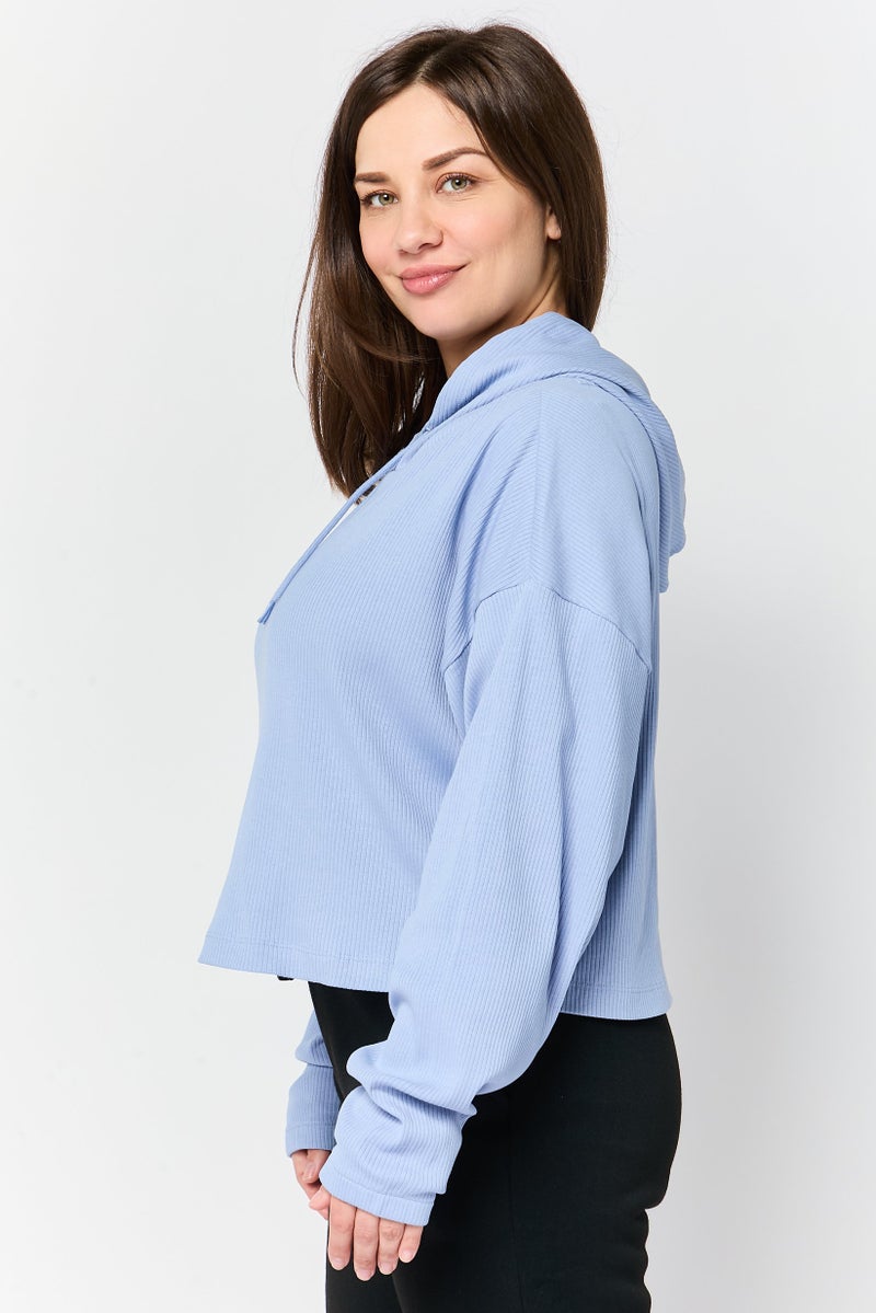 PUMA Women Sportswear Fit Long Sleeve Outdoor Hoodie, Blue - Image 3